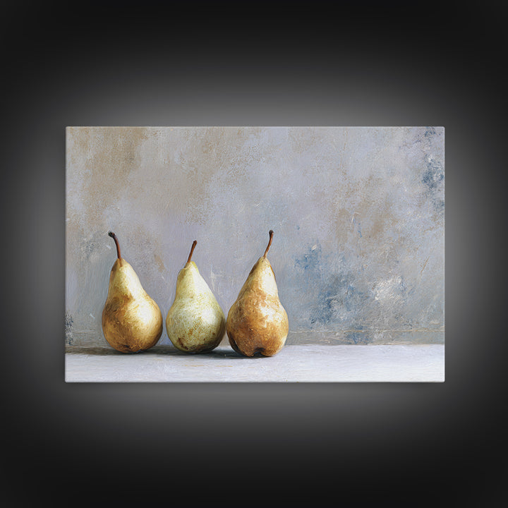 Elegant Pear Still Life on Linen Canvas Print, Hotel Art, Neutral Decor, Hotel Decor, Fine Art, Boutique, Home Decor, HOT-3x2-73