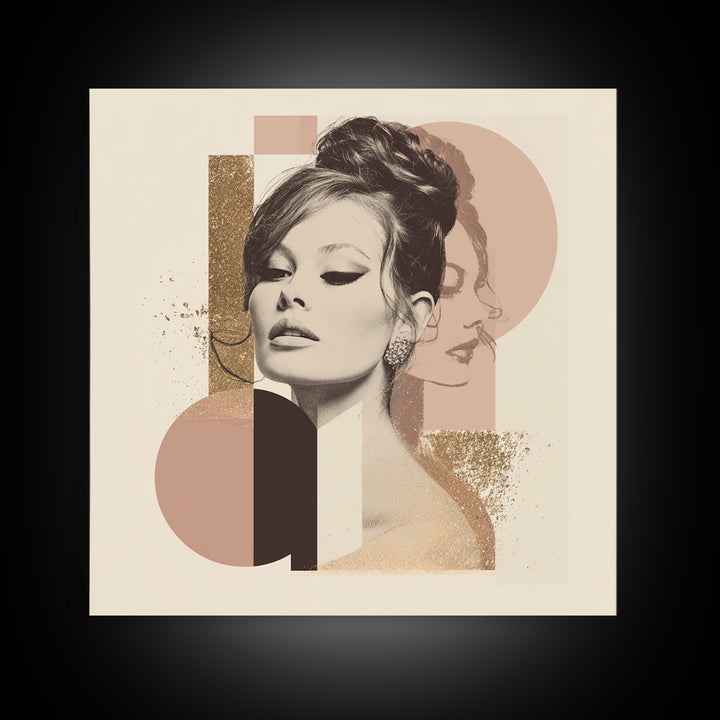 Mod 1960s Beauty Portrait Canvas Print, Hair Salon Art, African American Art, Living Room Decor, Fine Art, Style, Salon Sign, HSA-1x1-19