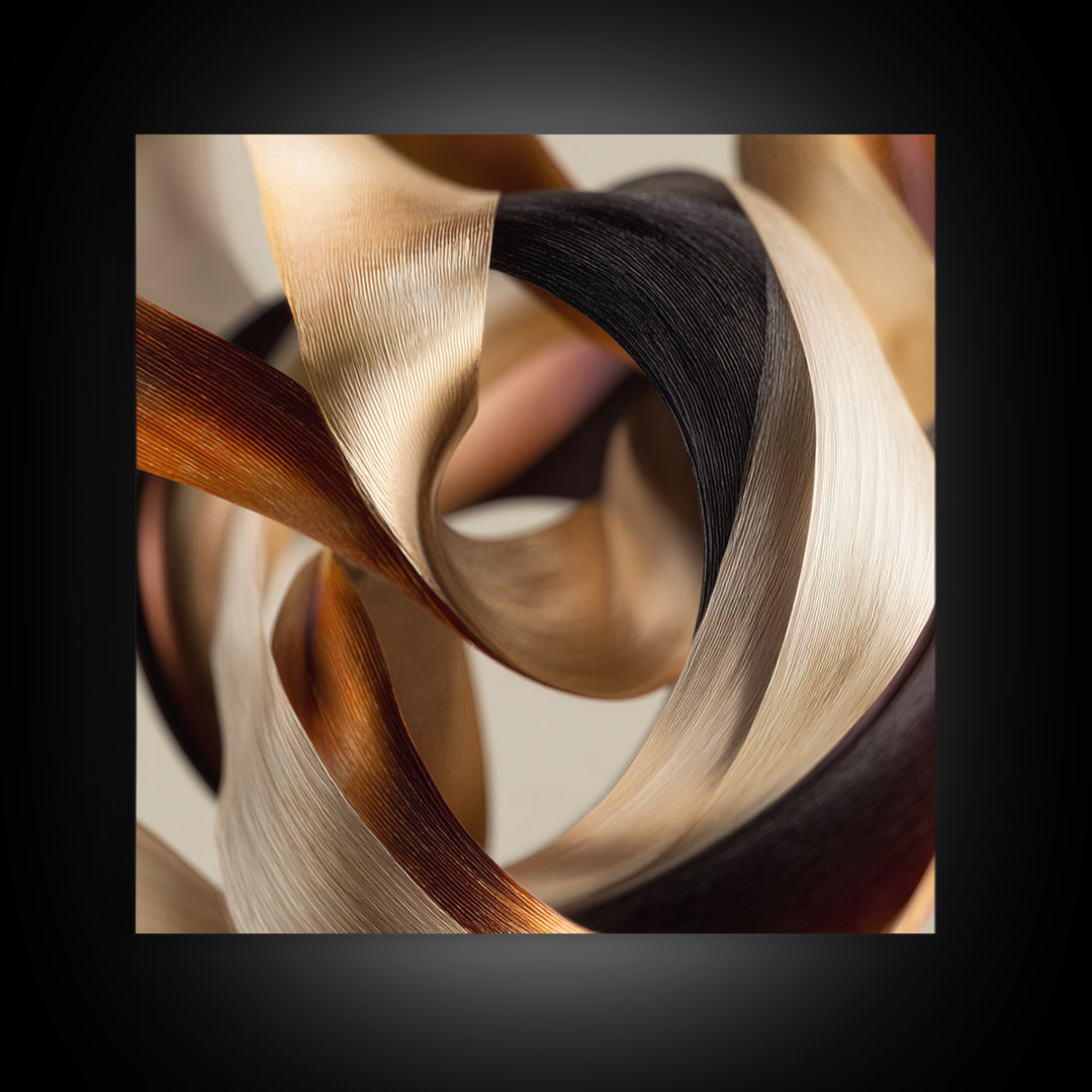 Hair Strands Turning into Abstract Ribbons Framed Canvas Print, Hair Salon Art, Salon Sign, Living Room Decor, Fine Art, Style, HSA-1x1-21