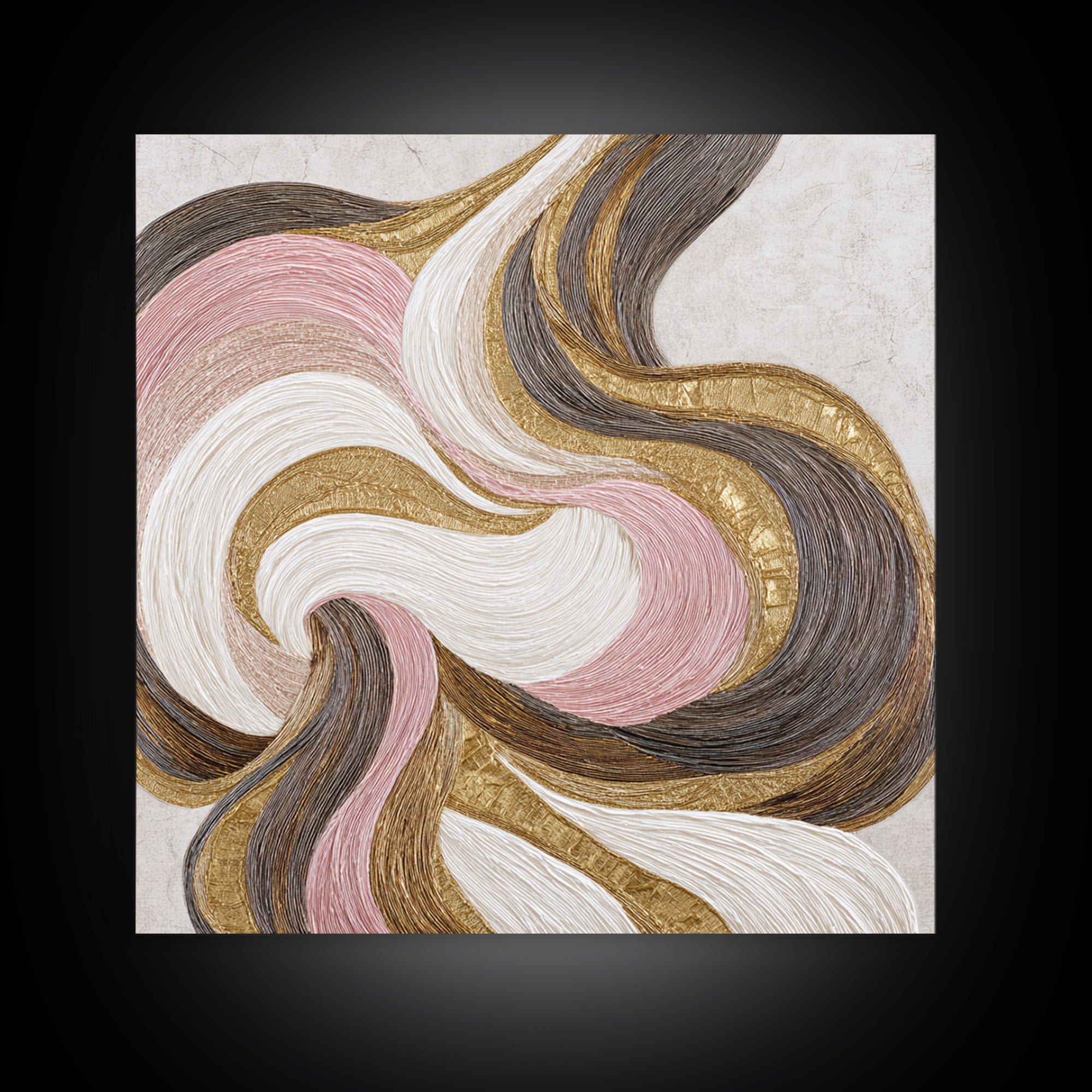 Abstract Hair Strands Forming Elegant Waves Framed Canvas Print, Hair Salon Art, African Art, Living Room Decor, Style, HSA-1x1-27