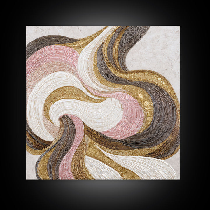 Abstract Hair Strands Forming Elegant Waves Framed Canvas Print, Hair Salon Art, African Art, Living Room Decor, Style, HSA-1x1-27