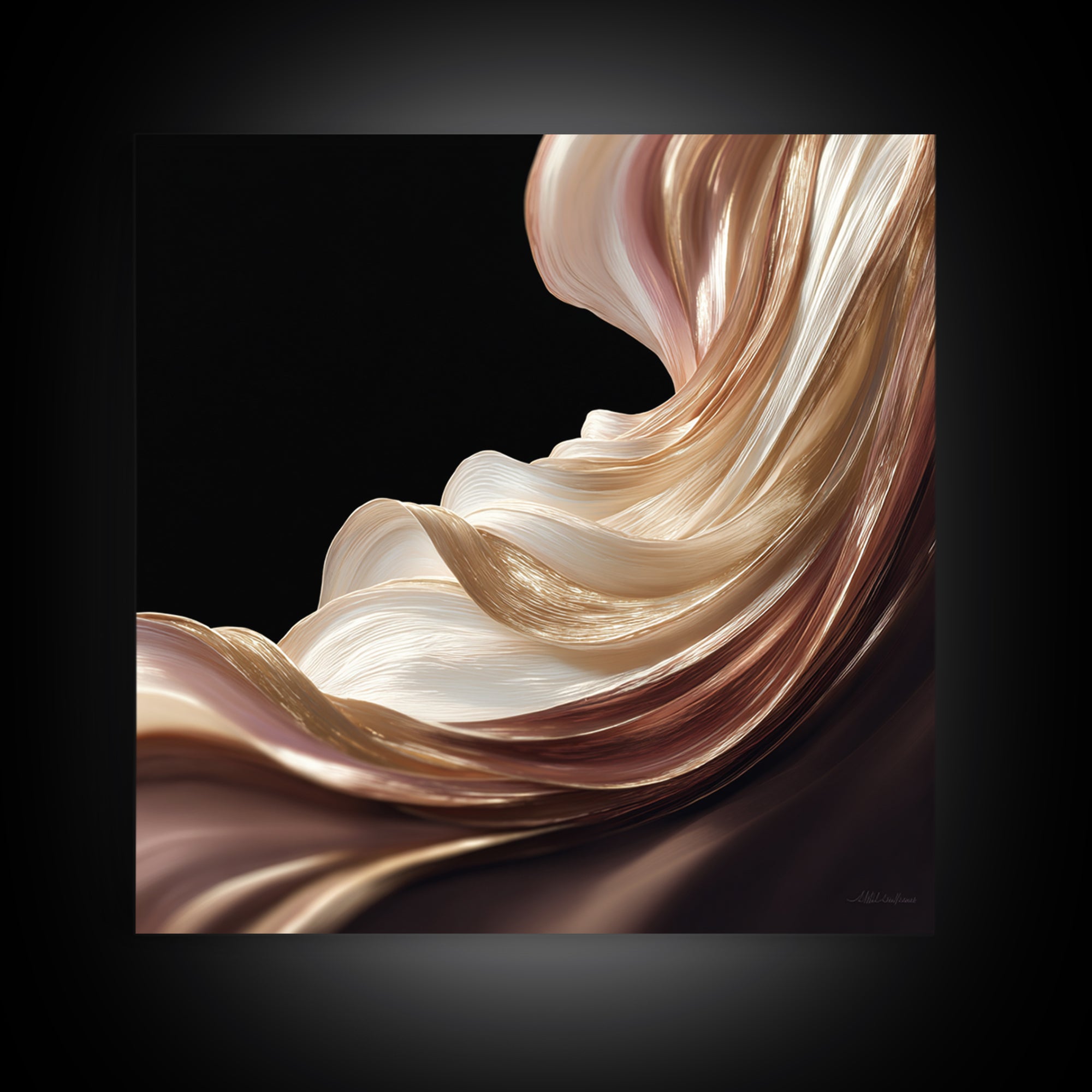 Abstract Hair Strands Forming Elegant Waves Canvas Print, Hair Salon Art, Printable Art, Living Room Decor, Fine Art, Style, HSA-1x1-3