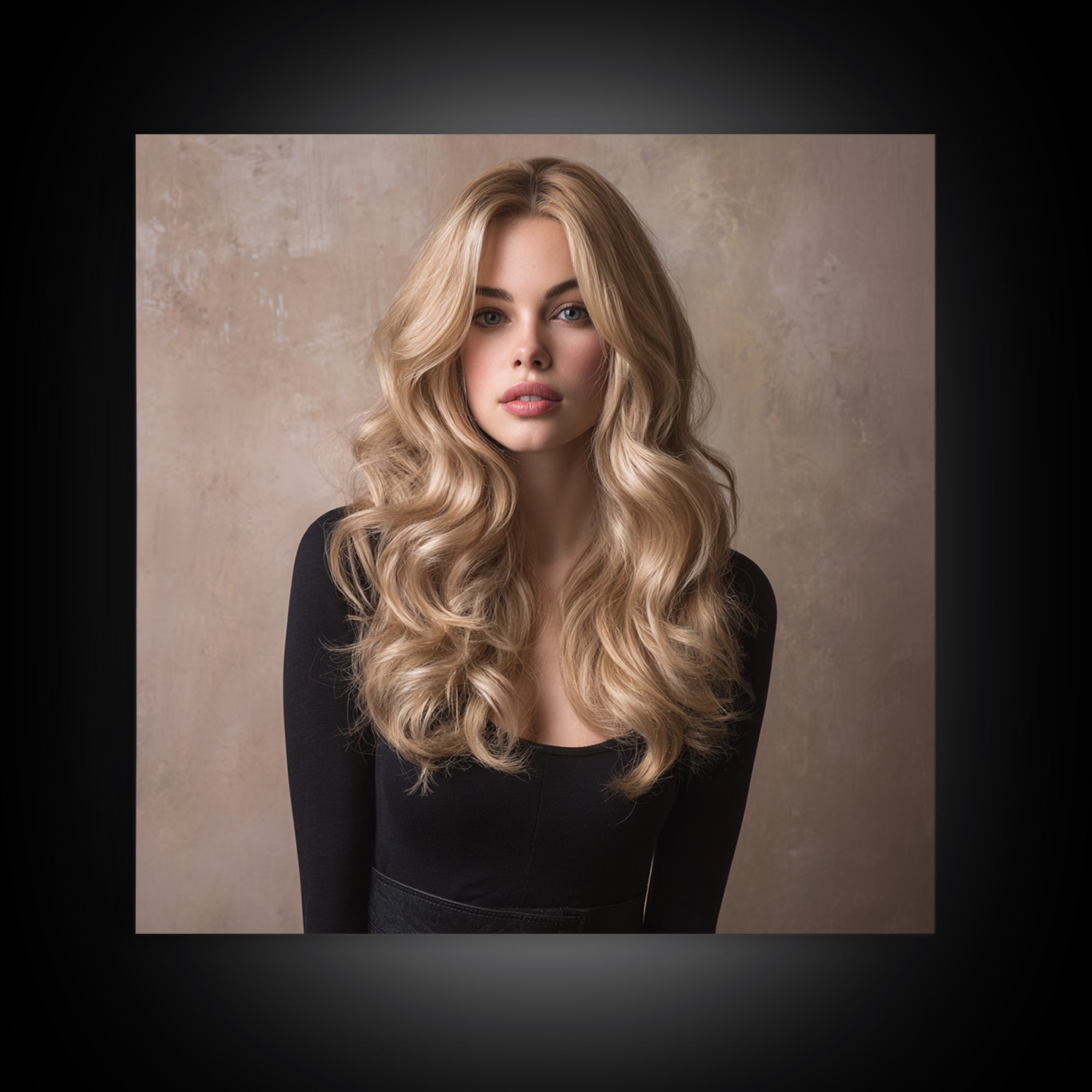 Blonde Waves Painted Framed Canvas Print, Hair Salon Art, Black Owned Art, Living Room Decor, Style, Hairdresser Gifts, HSA-1x1-64