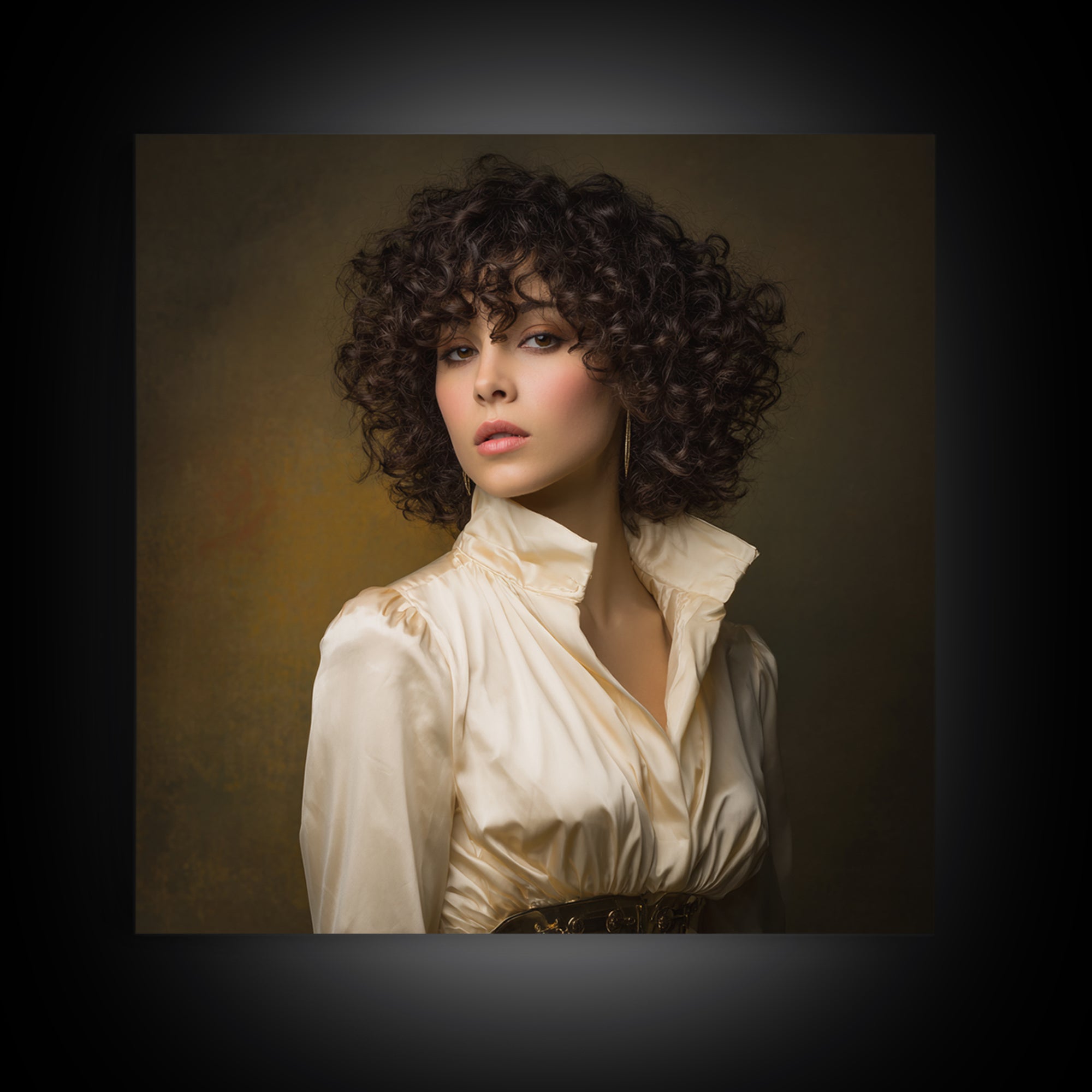 Curly Hair Portrait Canvas Print, Hair Salon Art, Statement Artwork, Living Room Decor, Fine Art, Style, Digital Prints, HSA-1x1-87