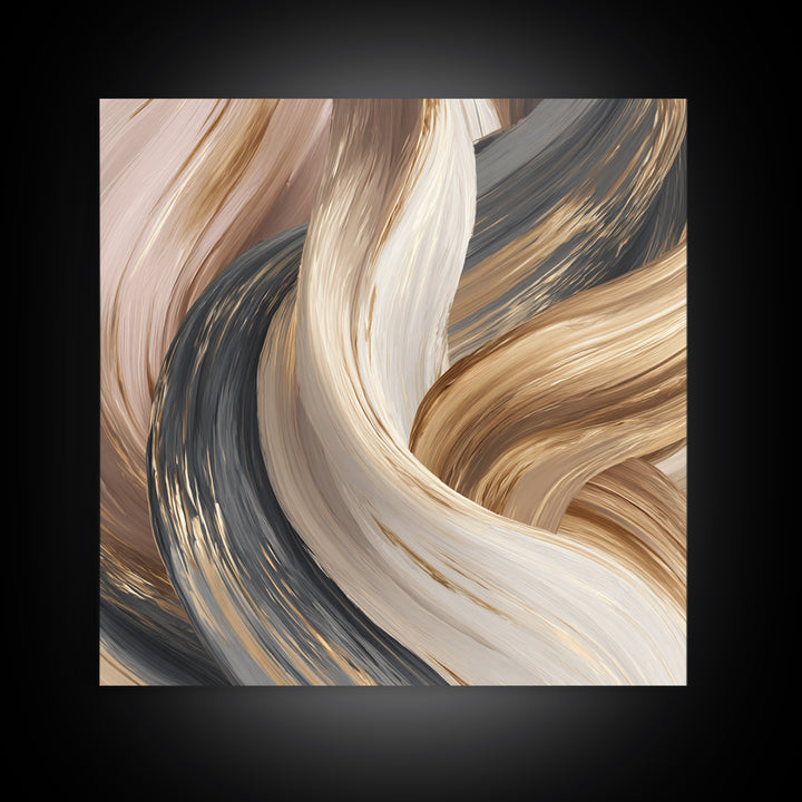 Abstract Hair Strands Forming Elegant Waves Canvas Print, Hair Salon Art, Wall Art, Living Room Decor, Fine Art, Style, HSA-1x1-99