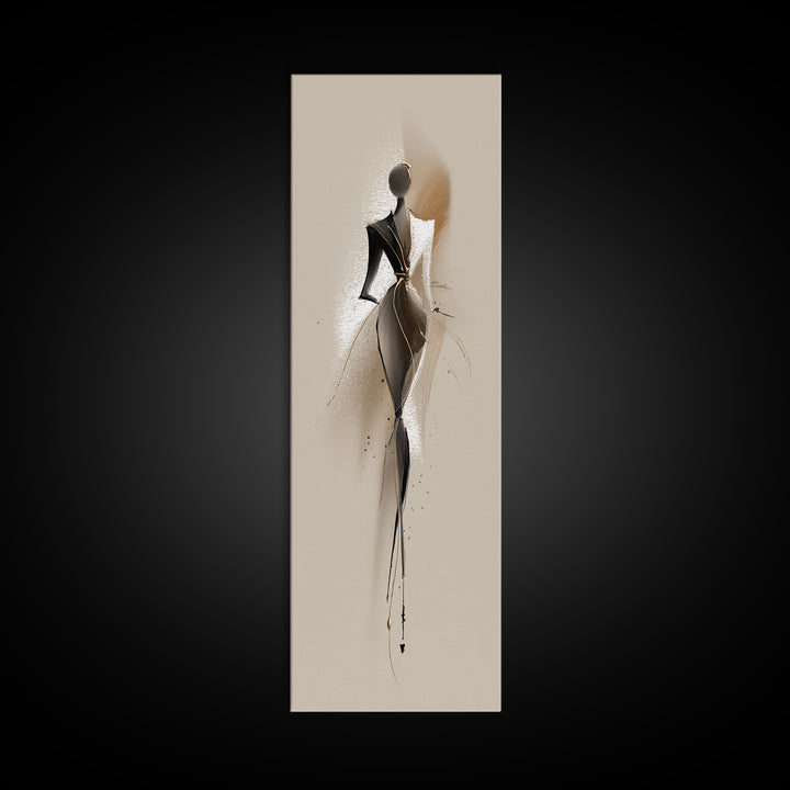 Black and White Line Art Salon Figure Framed Canvas Print, Hair Salon Art, Art, Living Room Decor, Style, Black Art Prints, HSA-1x3-19