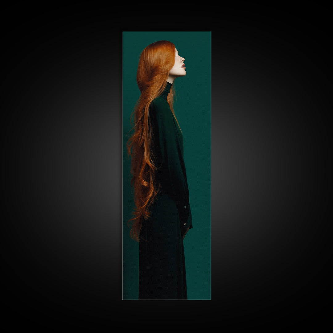Copper Hair Silhouette Canvas Print, Hair Salon Art, Black Woman Wall Art, Living Room Decor, Fine Art, Style, Fine Art Print, HSA-1x3-22