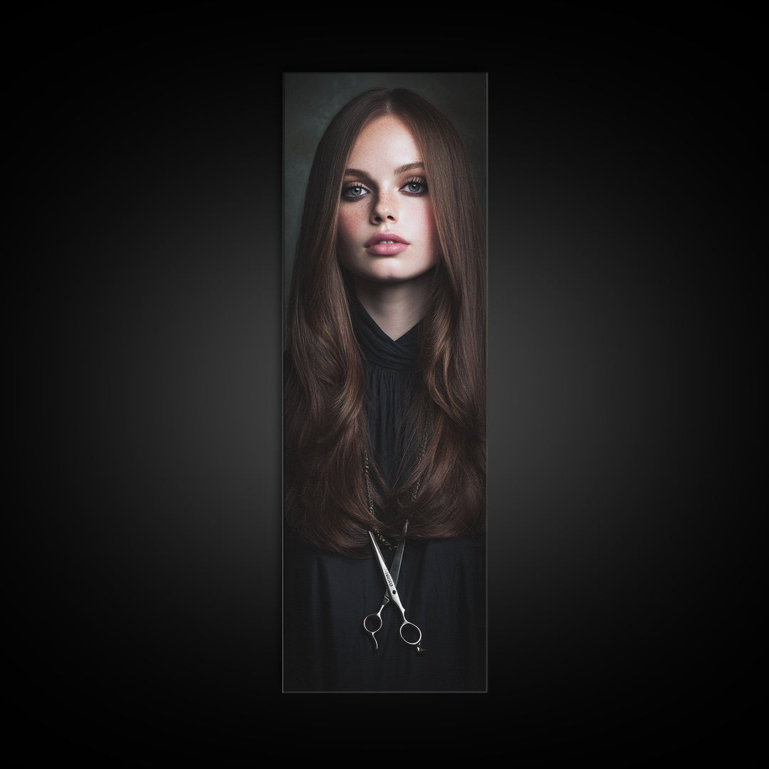 Glamour Face Portrait Canvas Print, Hair Salon Art, Contemporary Art, Living Room Decor, Fine Art, Style, Modern Art, HSA-1x3-44