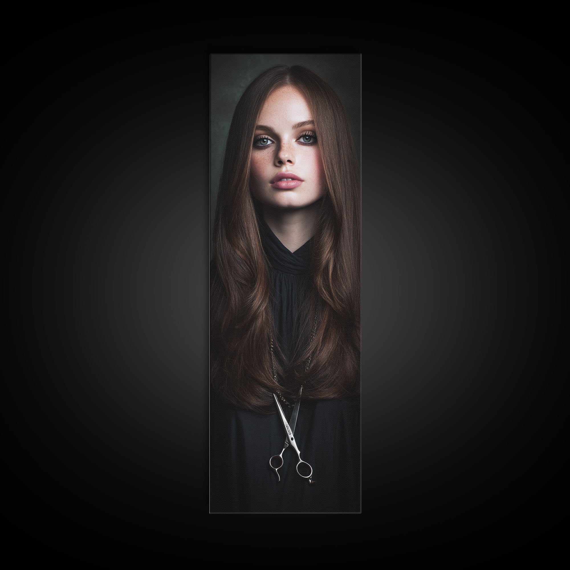 Glamour Face Portrait Canvas Print, Hair Salon Art, Contemporary Art, Living Room Decor, Fine Art, Style, Modern Art, HSA-1x3-44