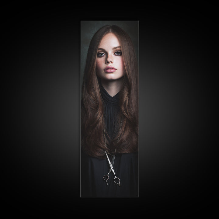 Glamour Face Portrait Canvas Print, Hair Salon Art, Contemporary Art, Living Room Decor, Fine Art, Style, Modern Art, HSA-1x3-44
