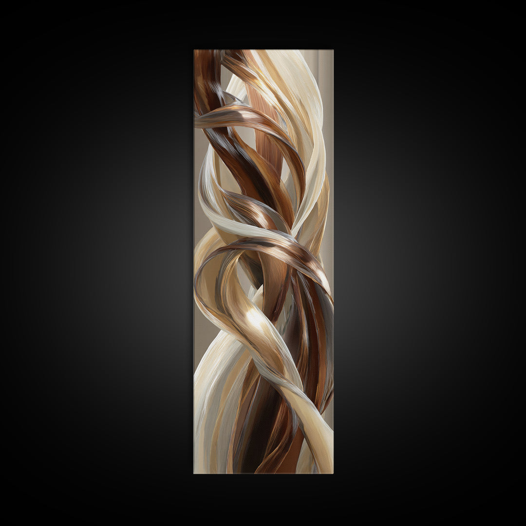 Hair Strands Turning into Abstract Ribbons Canvas Print, Hair Salon Art, Modern Decor, Living Room Decor, Fine Art, Style, HSA-1x3-57