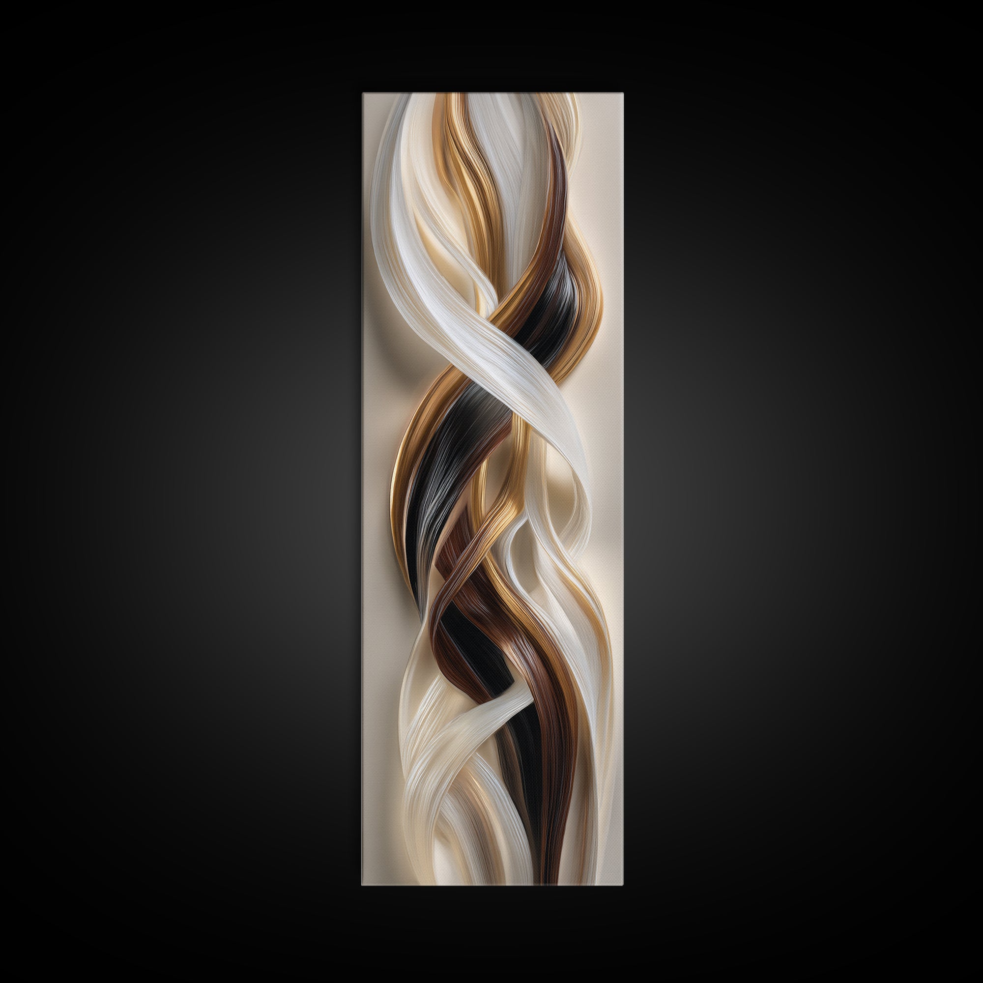 Abstract Hair Strands Forming Elegant Waves Canvas Print, Hair Salon Art, Digital Download Art, Living Room Decor, Abstract Art, HSA-1x3-63
