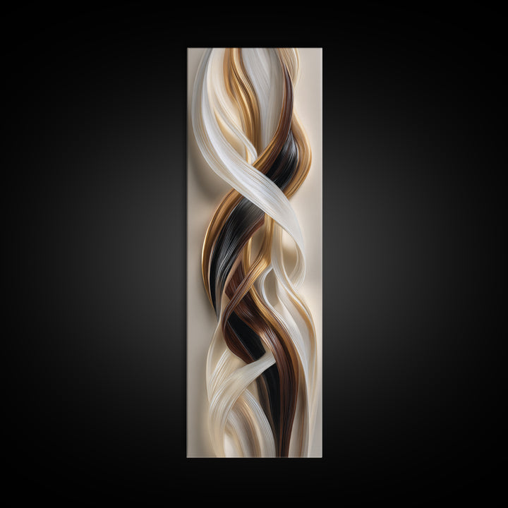 Abstract Hair Strands Forming Elegant Waves Canvas Print, Hair Salon Art, Digital Download Art, Living Room Decor, Abstract Art, HSA-1x3-63