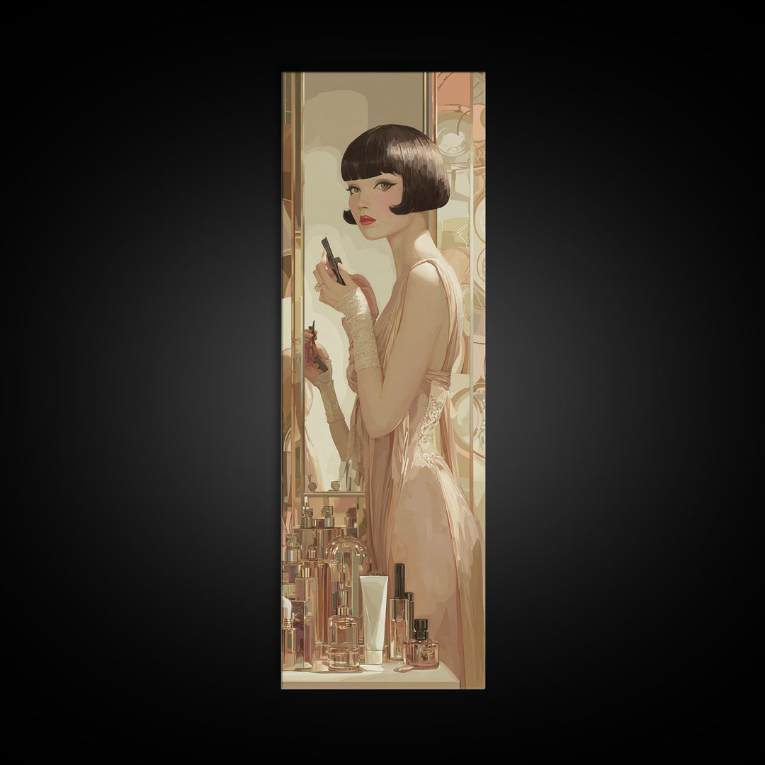Woman with Dramatic Bob Haircut in Art Framed Canvas Print, Hair Salon Art, Printable Art, Living Room Decor, Fine Art, Style, HSA-1x3-64