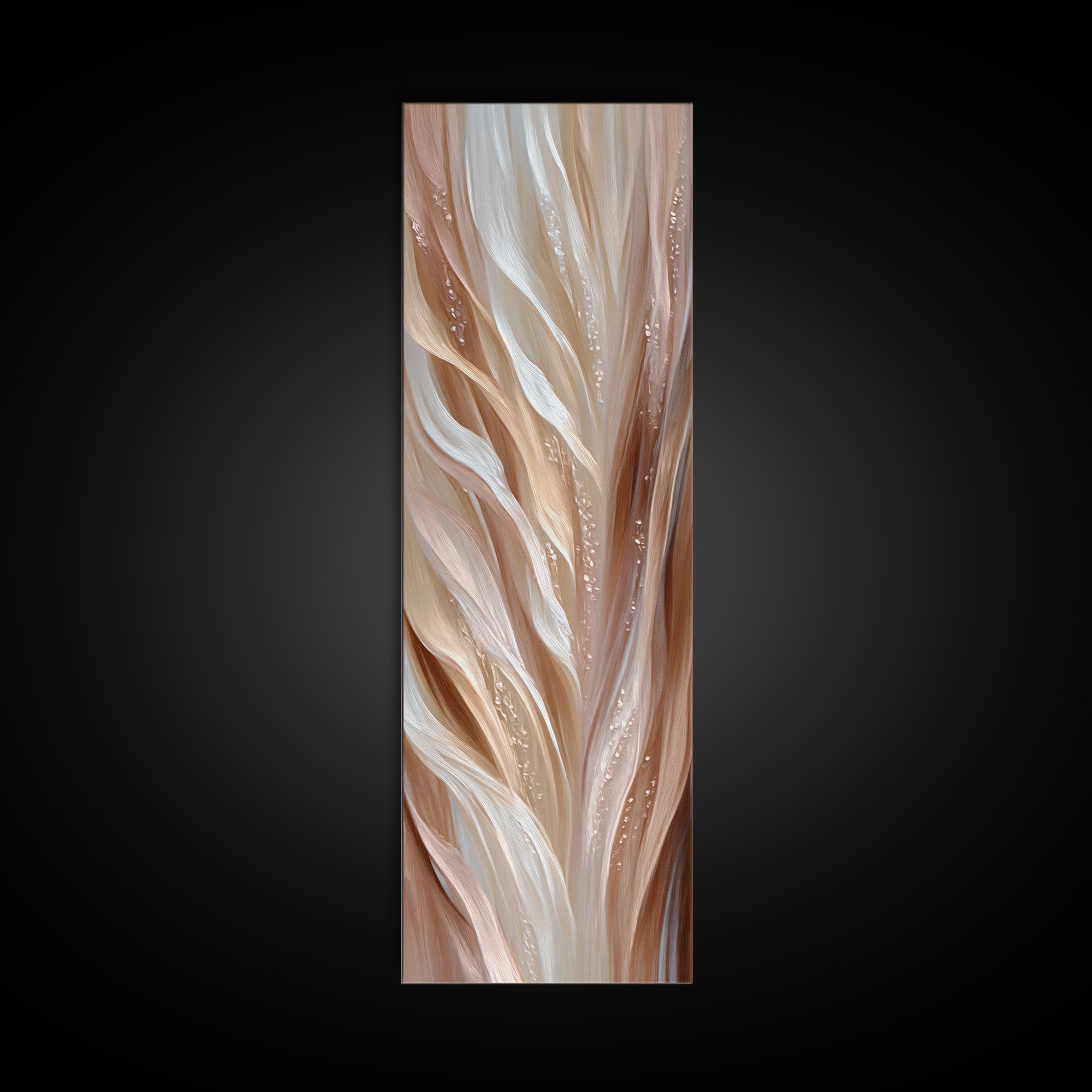 Blonde Waves Painted Framed Canvas Print, Hair Salon Art, Minimalist Wall Art, Living Room Decor, Oil Painting, Style, HSA-1x3-76