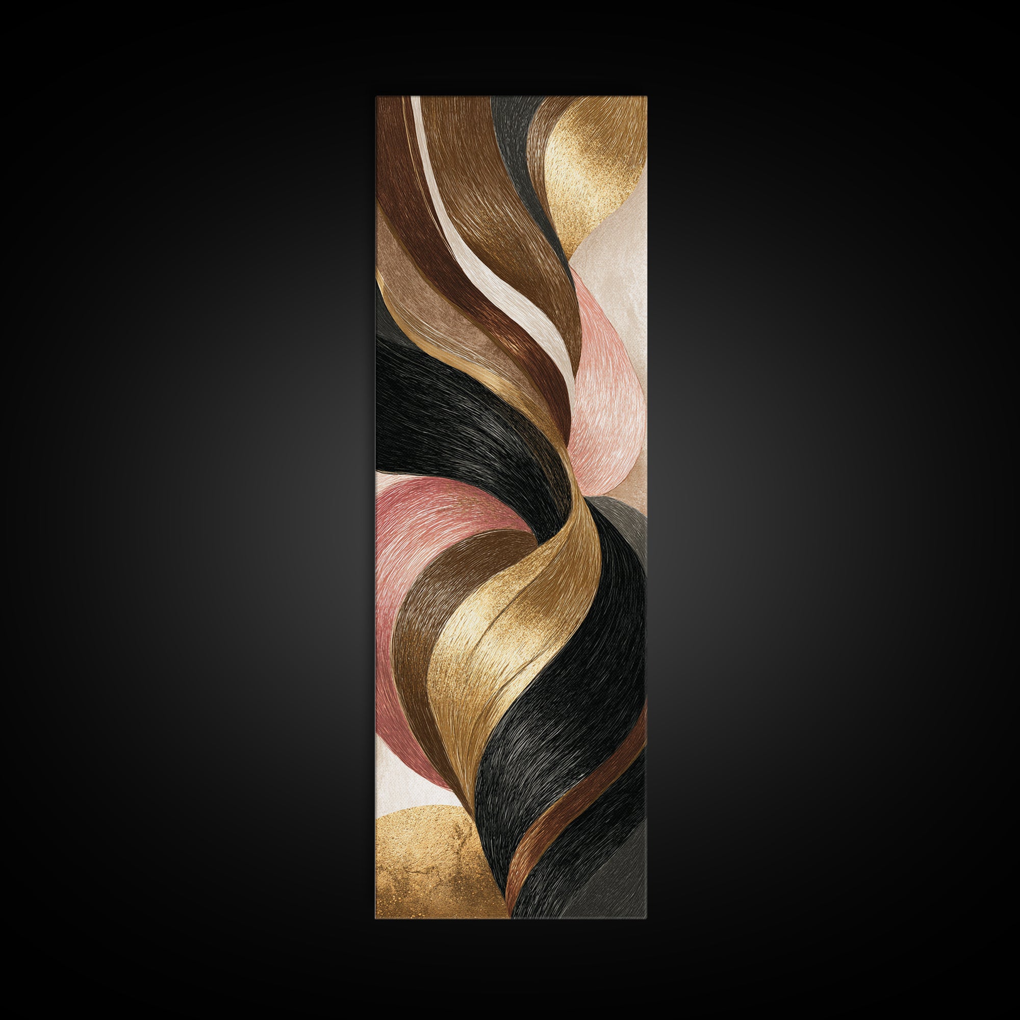 Luxury Black and Gold Beauty Emblem Framed Canvas Print, Hair Salon Art, Black Art, Living Room Decor, Fine Art, Style, HSA-1x3-84