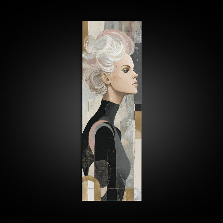 Abstract Hair Strands Forming Elegant Waves Framed Canvas Print, Hair Salon Art, Hairstylist, Living Room Decor, Abstract Art, HSA-1x3-87