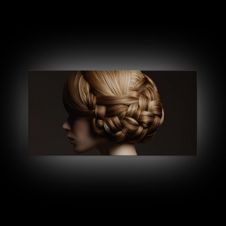 Braided Hairstyle Study Canvas Print, Hair Salon Art, Metal Wall Art, Living Room Decor, Fine Art, Style, Black and White Art, HSA-2x1-31