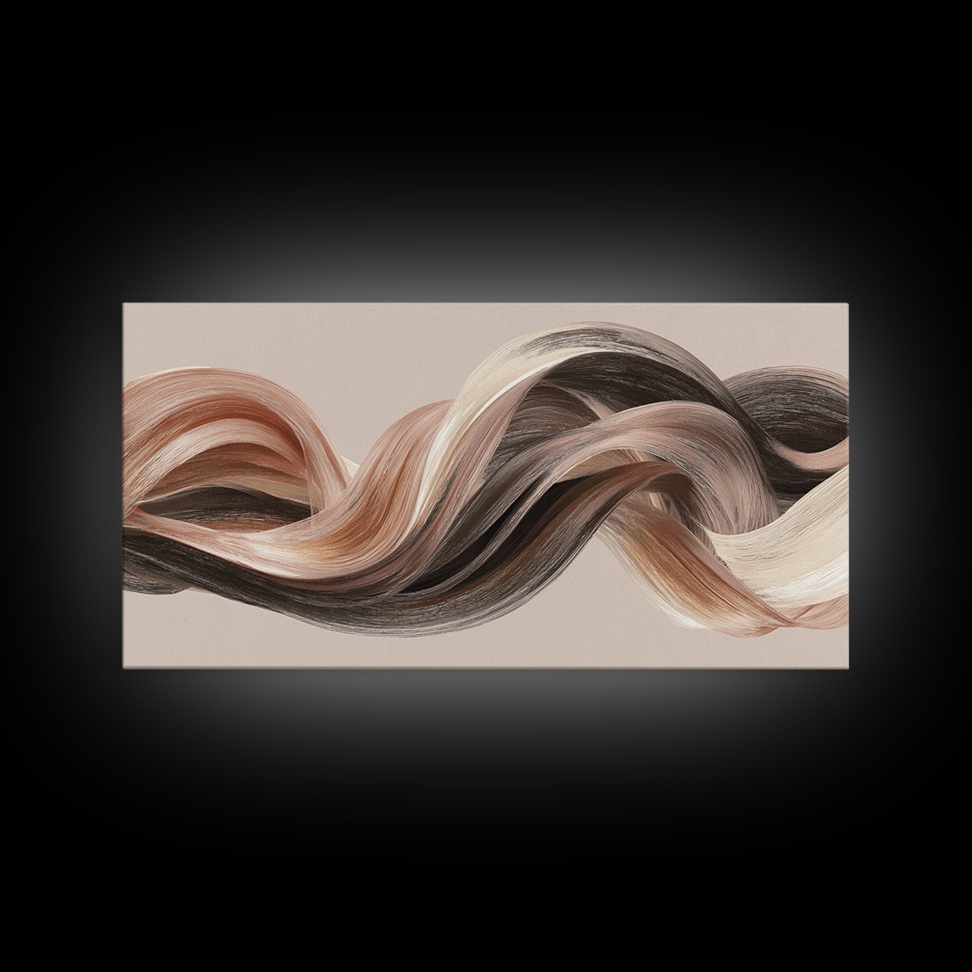 Abstract Hair Strands Forming Elegant Waves Canvas Print, Hair Salon Art, Modern Art, Living Room Decor, Abstract Art, Style, HSA-2x1-47