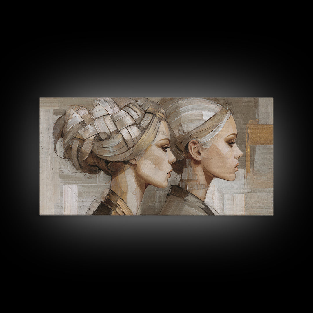 Braided Hairstyle Study Framed Canvas Print, Hair Salon Art, African American Art, Living Room Decor, Fine Art, Style, HSA-2x1-55