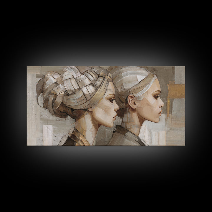 Braided Hairstyle Study Framed Canvas Print, Hair Salon Art, African American Art, Living Room Decor, Fine Art, Style, HSA-2x1-55