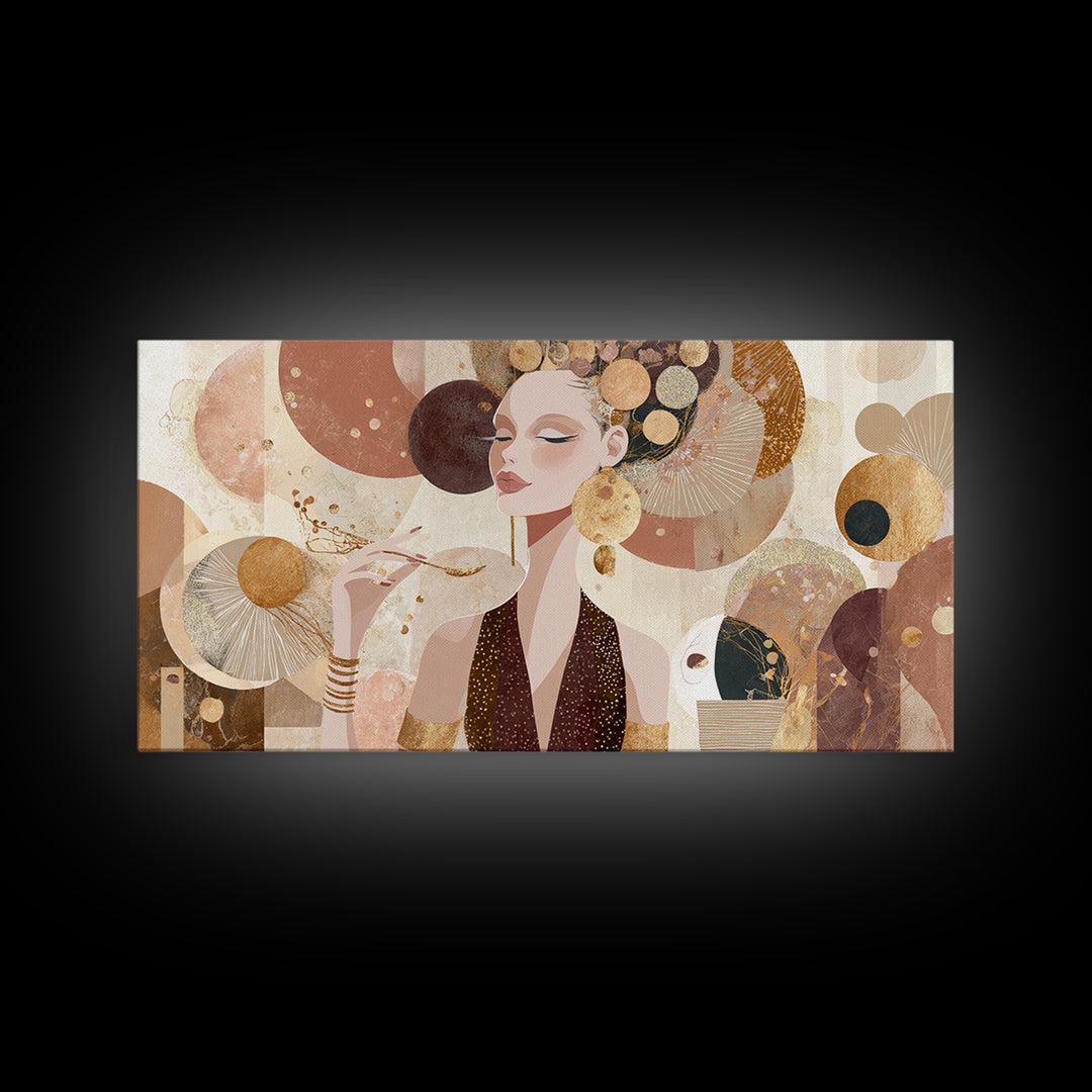 Colorful Fashion Illustration of a Stylish Woman Canvas Print, Hair Salon Art, Living Room Decor, Oil Painting, Style, HSA-2x1-57