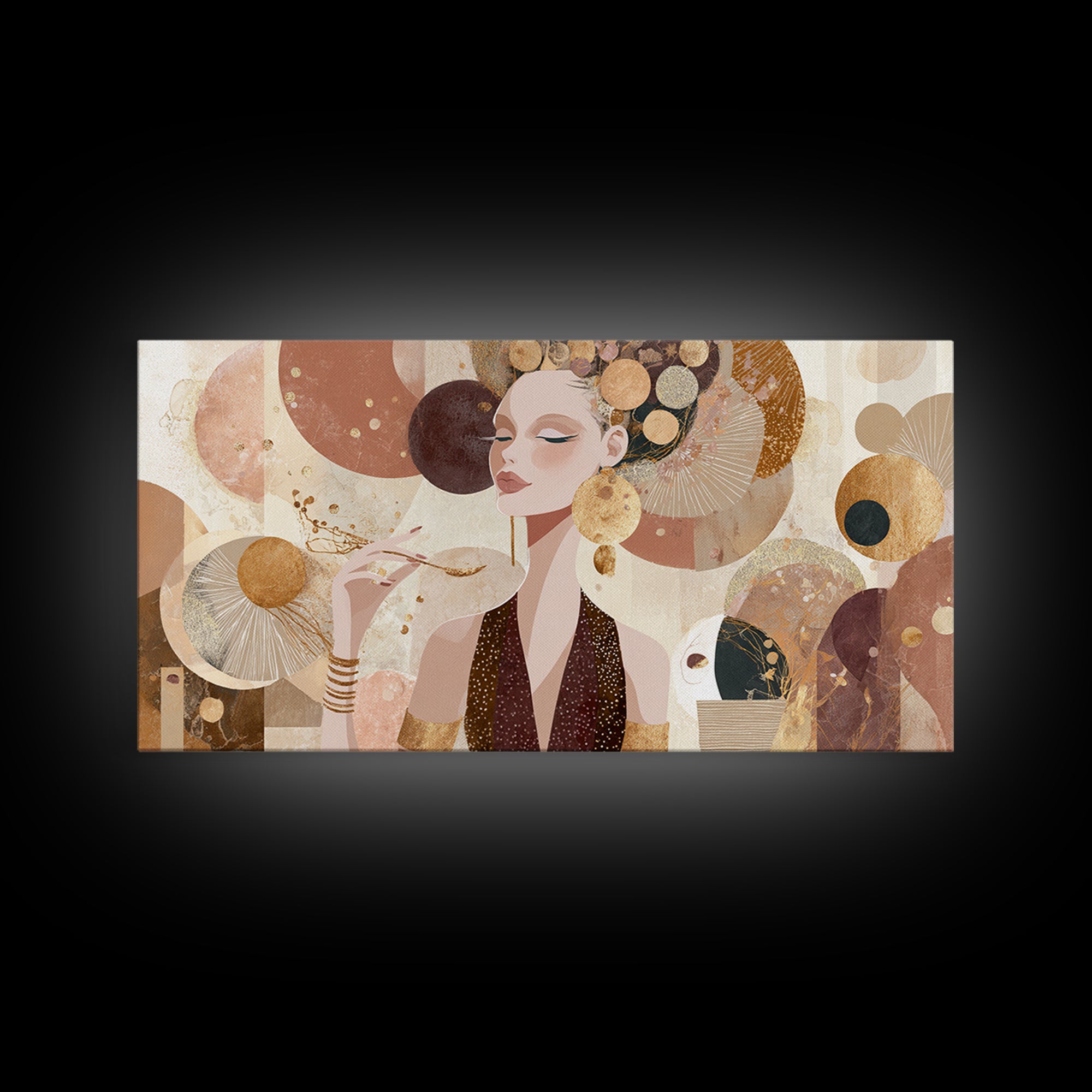 Colorful Fashion Illustration of a Stylish Woman Canvas Print, Hair Salon Art, Living Room Decor, Oil Painting, Style, HSA-2x1-57
