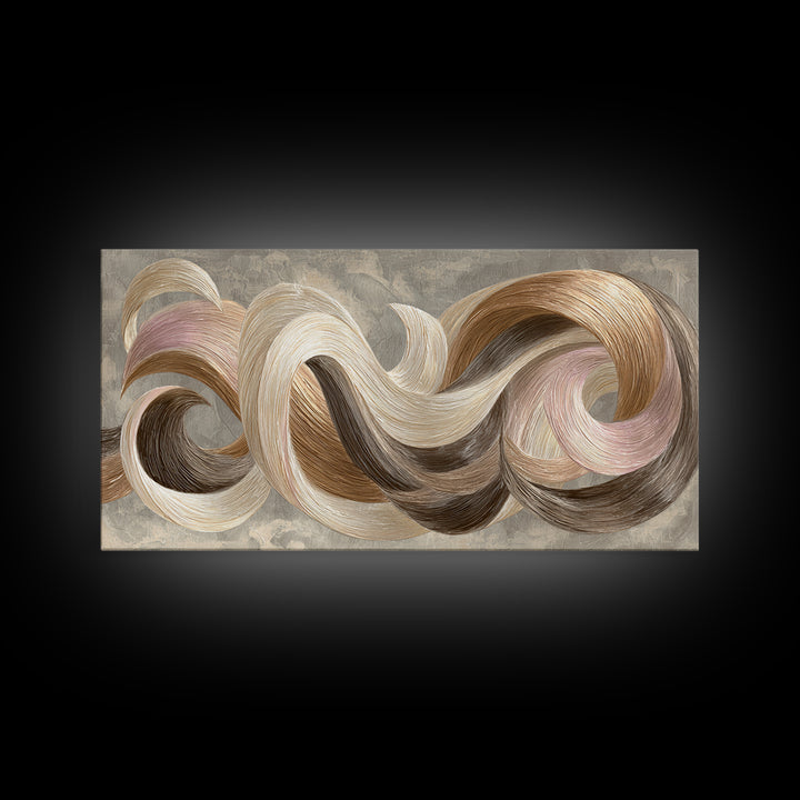 Abstract Hair Strands Forming Elegant Waves Canvas Print, Hair Salon Art, Afrocentric Art, Living Room Decor, Fine Art, Style, HSA-2x1-71