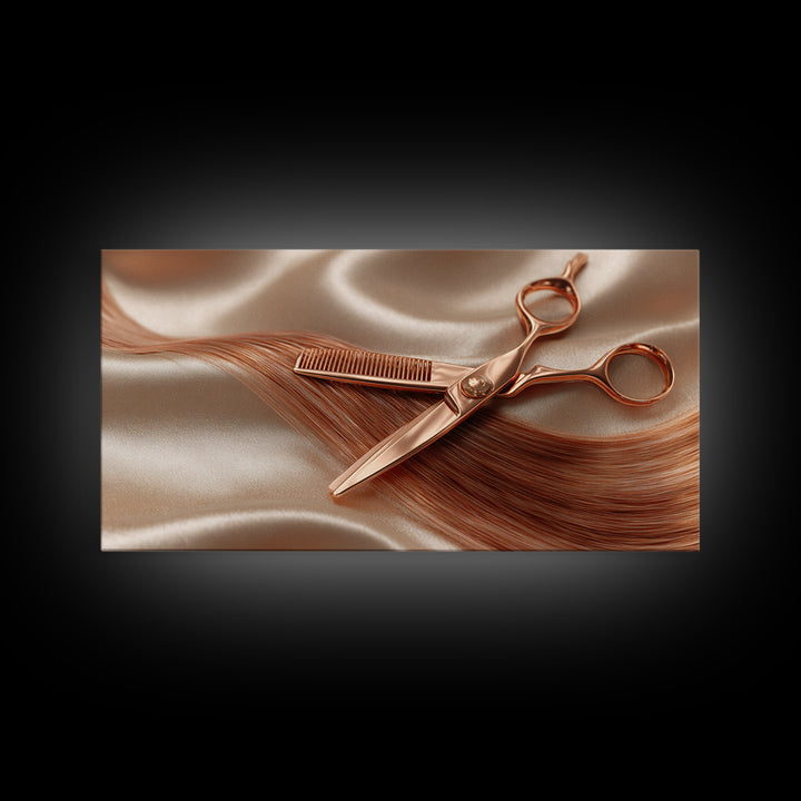 Rose Gold Salon Tool Still Life Canvas Print, Hair Salon Art, Wall Art, Living Room Decor, Fine Art, Style, Minimalist Wall Art, HSA-2x1-82