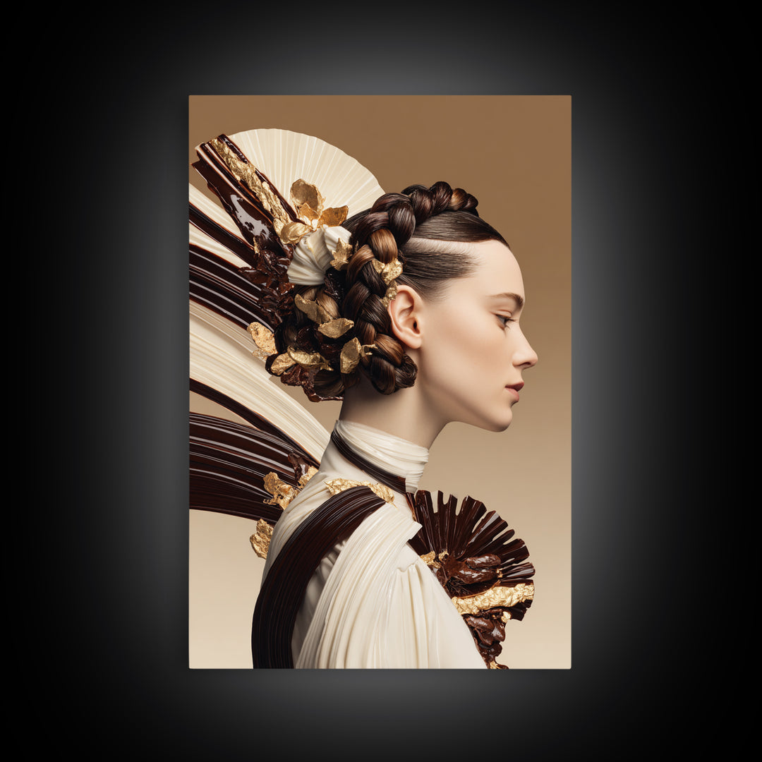 Braided Hairstyle Study Framed Canvas Print, Hair Salon Art, Gallery Decor, Living Room Decor, Fine Art, Style, Wall Art, HSA-2x3-19