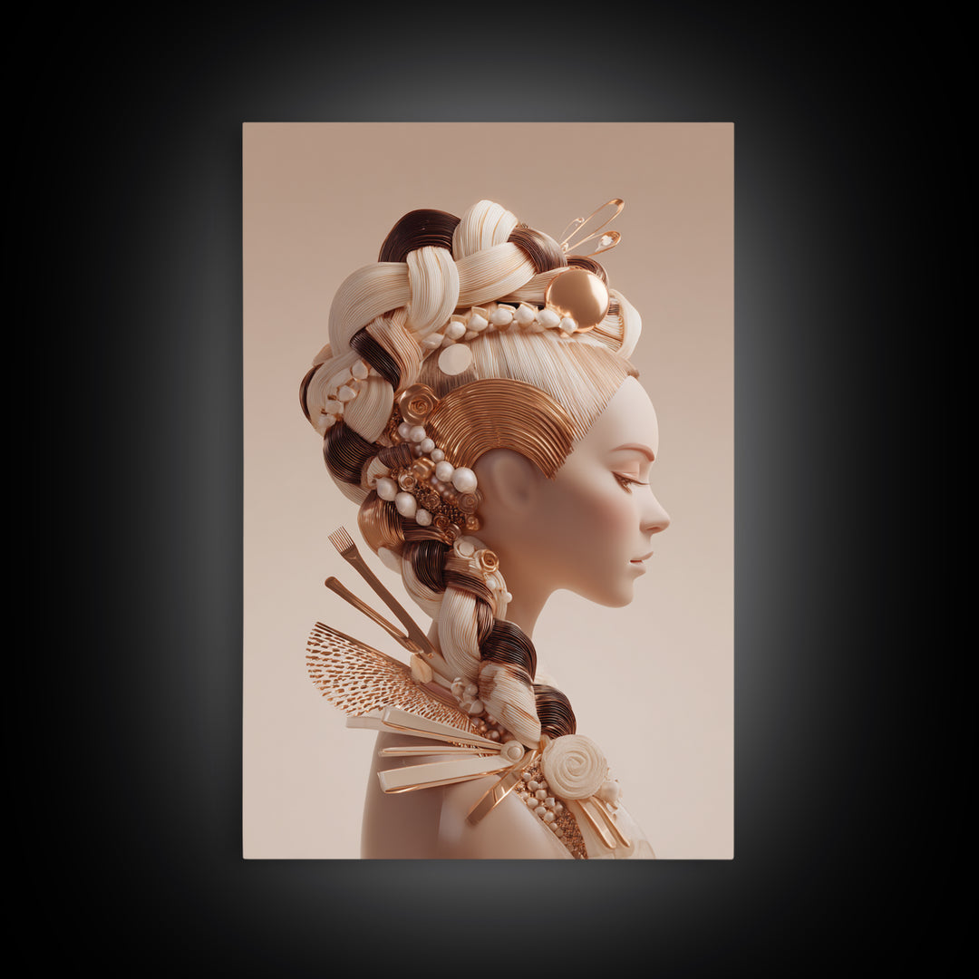 Braided Hairstyle Study Canvas Print, Hair Salon Art, Art Print, Living Room Decor, Fine Art, Style, Black Owned Art, HSA-2x3-67