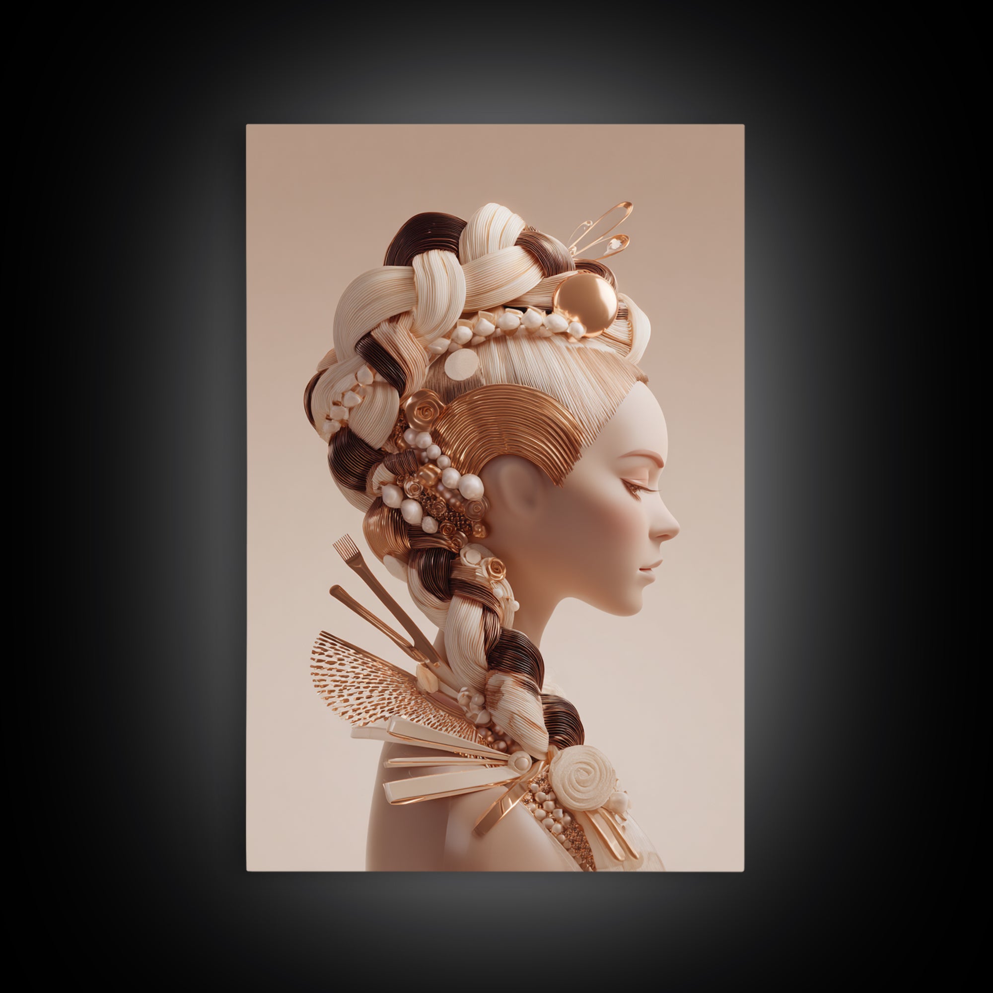 Braided Hairstyle Study Canvas Print, Hair Salon Art, Art Print, Living Room Decor, Fine Art, Style, Black Owned Art, HSA-2x3-67