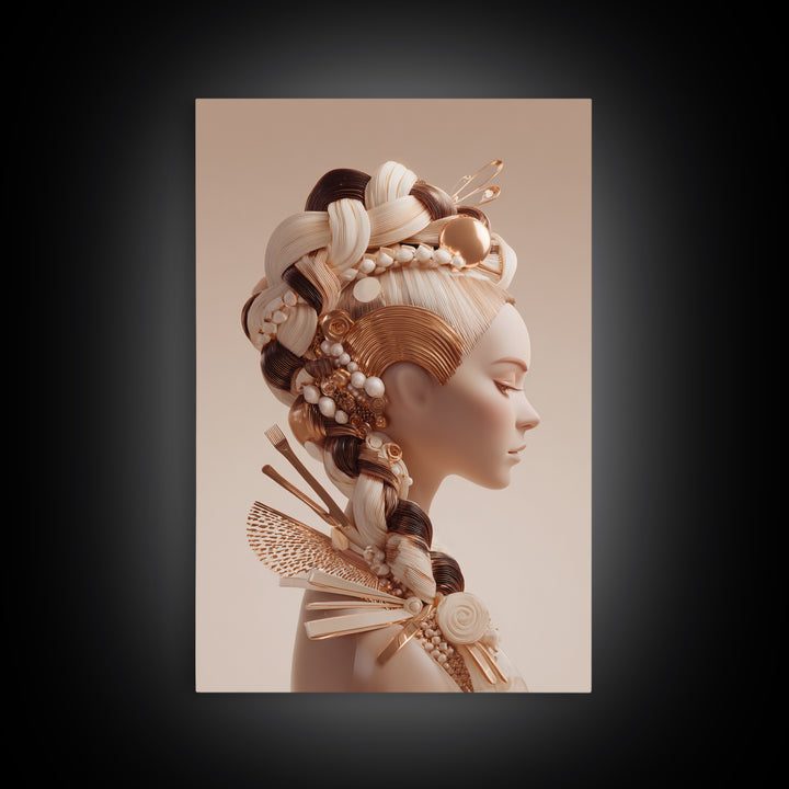 Braided Hairstyle Study Canvas Print, Hair Salon Art, Art Print, Living Room Decor, Fine Art, Style, Black Owned Art, HSA-2x3-67