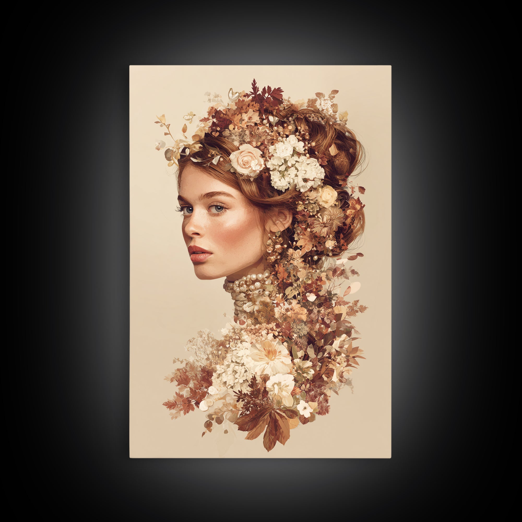 Botanical Hairstyle Portrait Canvas Print, Hair Salon Art, Digital Art, Living Room Decor, Style, Digital Download Art, HSA-2x3-86