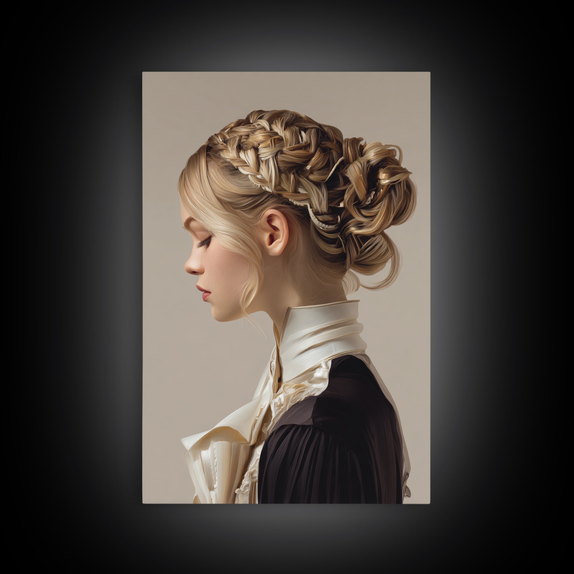 Braided Hairstyle Study Canvas Print, Hair Salon Art, Black Woman Art, Living Room Decor, Fine Art, Style, Hairdresser Gifts, HSA-2x3-91