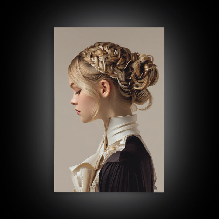 Braided Hairstyle Study Canvas Print, Hair Salon Art, Black Woman Art, Living Room Decor, Fine Art, Style, Hairdresser Gifts, HSA-2x3-91