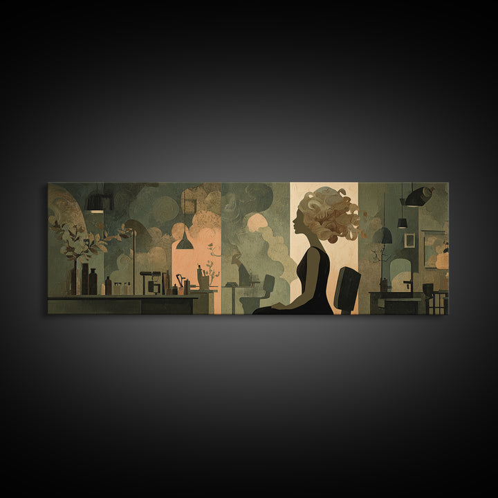 Copper Hair Silhouette Framed Canvas Print, Hair Salon Art, Art Print, Living Room Decor, Fine Art, Style, Black Owned Art, HSA-3x1-2