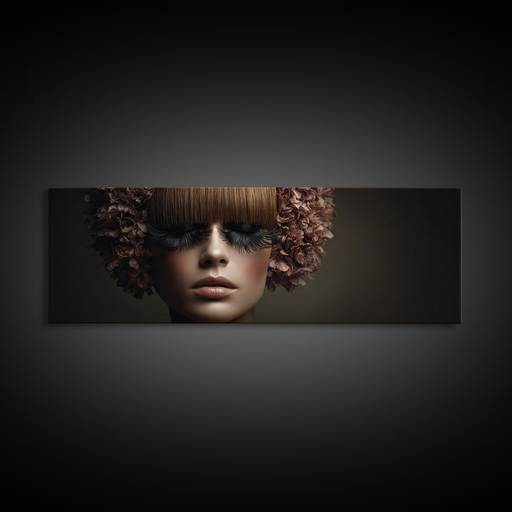 Glamour Face Portrait Canvas Print, Hair Salon Art, Hairdresser Gift, Living Room Decor, Fine Art, Style, Textured Painting, HSA-3x1-24