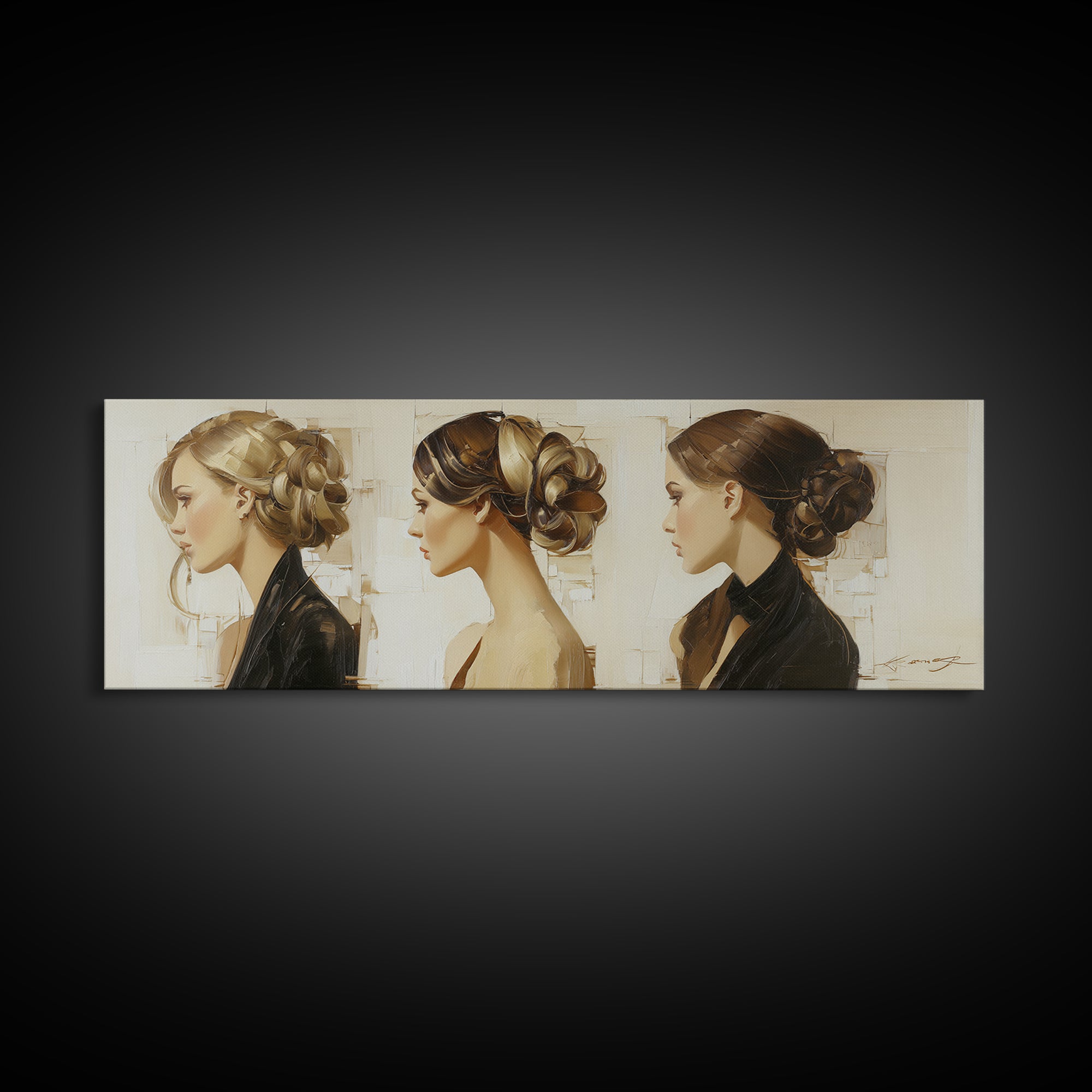 Braided Hairstyle Study Canvas Print, Hair Salon Art, Home Decor, Living Room Decor, Fine Art, Style, Contemporary Art, HSA-3x1-3