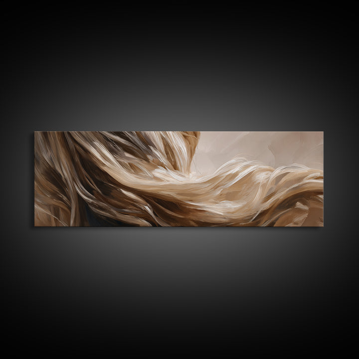 Blonde Waves Painted Framed Canvas Print, Hair Salon Art, Textured Painting, Living Room Decor, Fine Art, Style, Black Art, HSA-3x1-56
