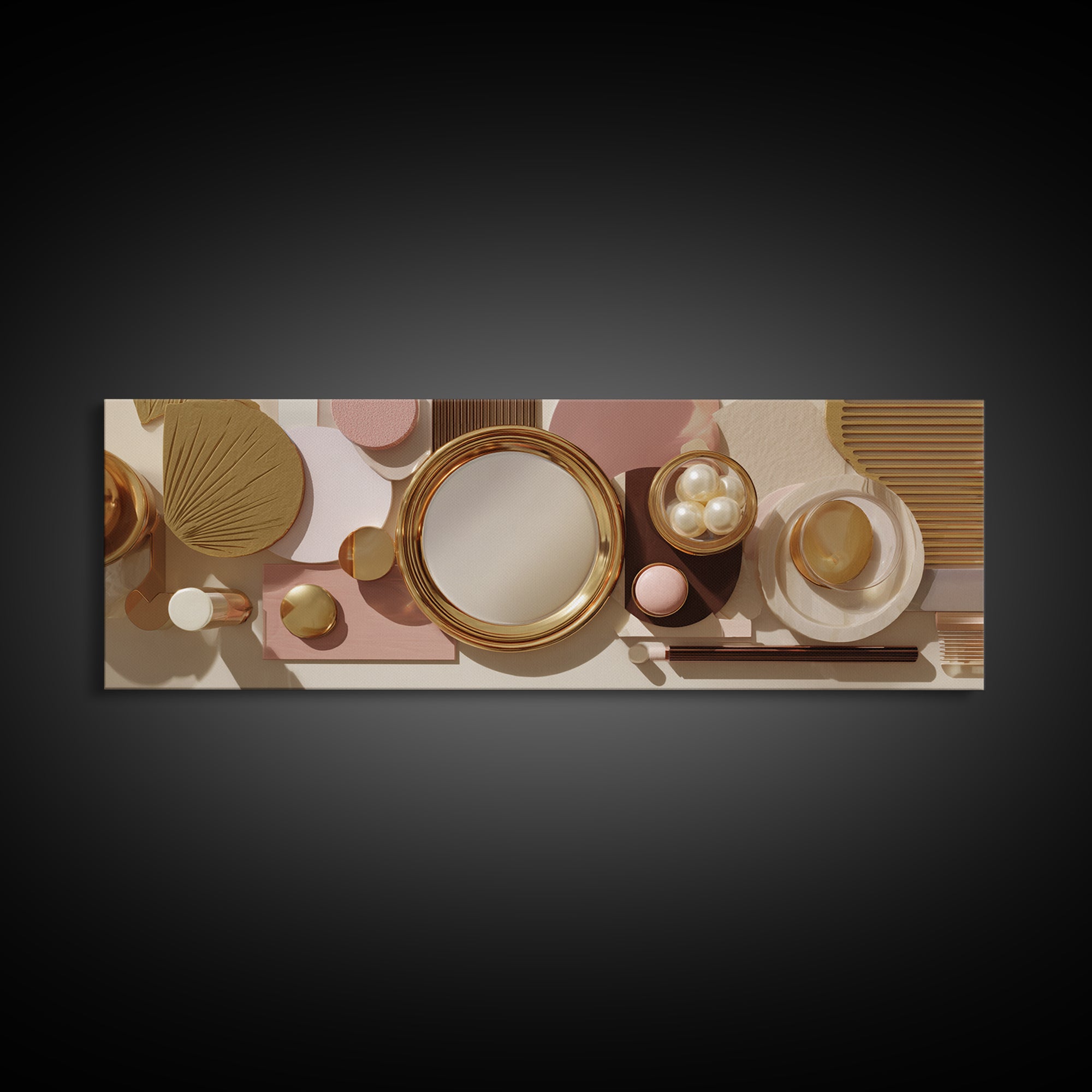 Baroque Mirror and Comb Still Life Framed Canvas Print, Hair Salon Art, Black Girl Art, Living Room Decor, Fine Art, Style, HSA-3x1-57
