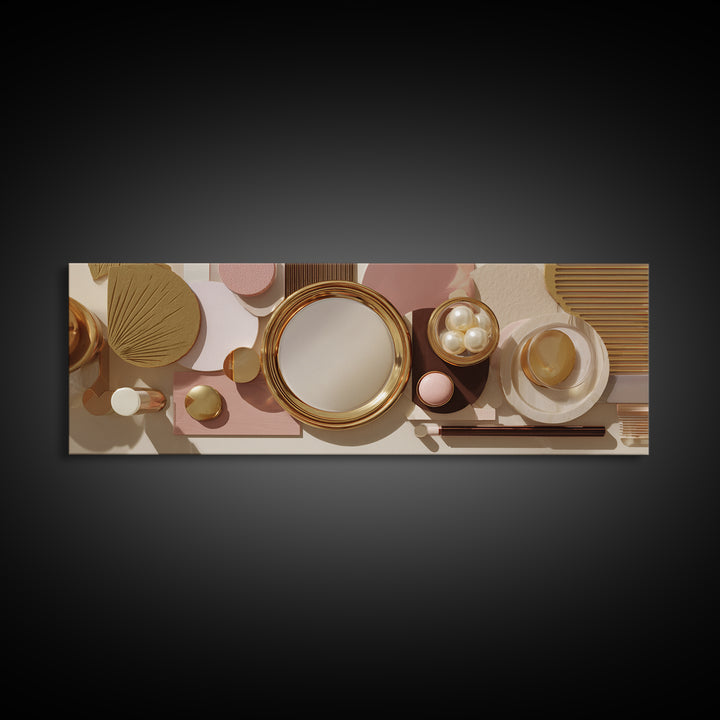 Baroque Mirror and Comb Still Life Framed Canvas Print, Hair Salon Art, Black Girl Art, Living Room Decor, Fine Art, Style, HSA-3x1-57