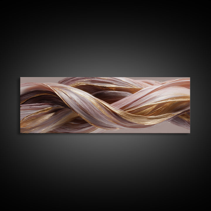 Hair Strands Turning into Abstract Ribbons Canvas Print, Hair Salon Art, Black Woman Wall Art, Living Room Decor, Abstract Art, HSA-3x1-61