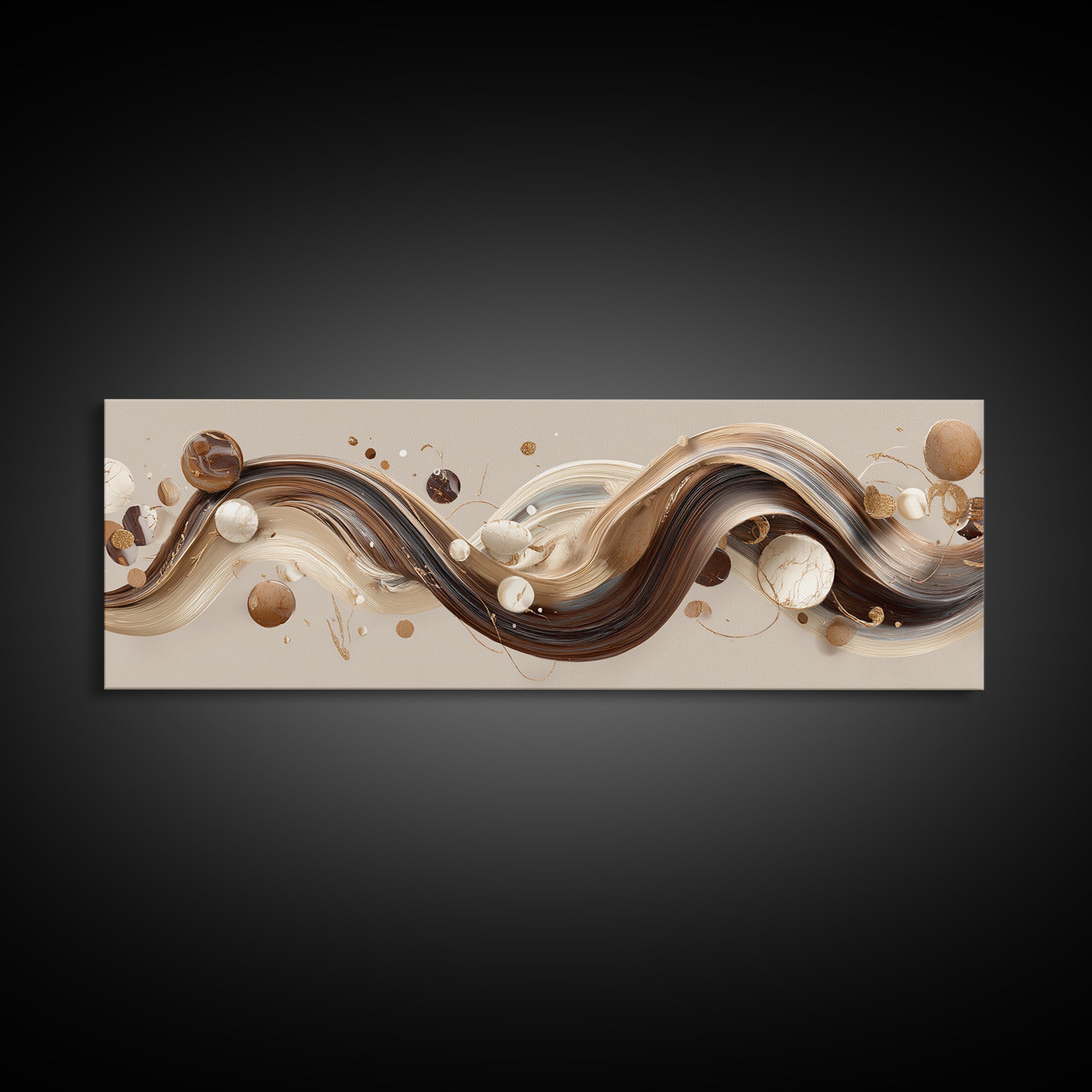 Abstract Hair Strands Forming Elegant Waves Framed Canvas Print, Hair Salon Art, Metal Wall Art, Living Room Decor, Style, HSA-3x1-67
