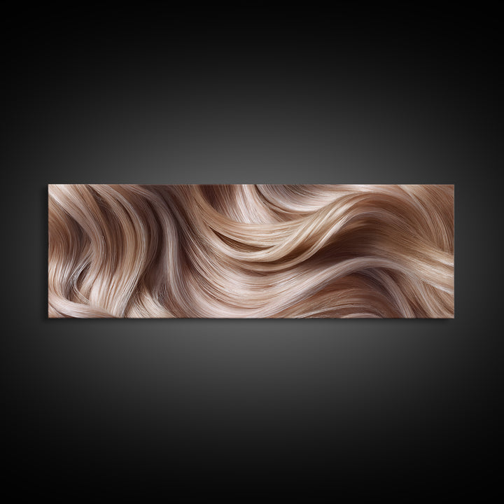 Blonde Waves Painted Canvas Print, Hair Salon Art, Art, Living Room Decor, Fine Art, Style, Black Art Prints, African Art, HSA-3x1-80