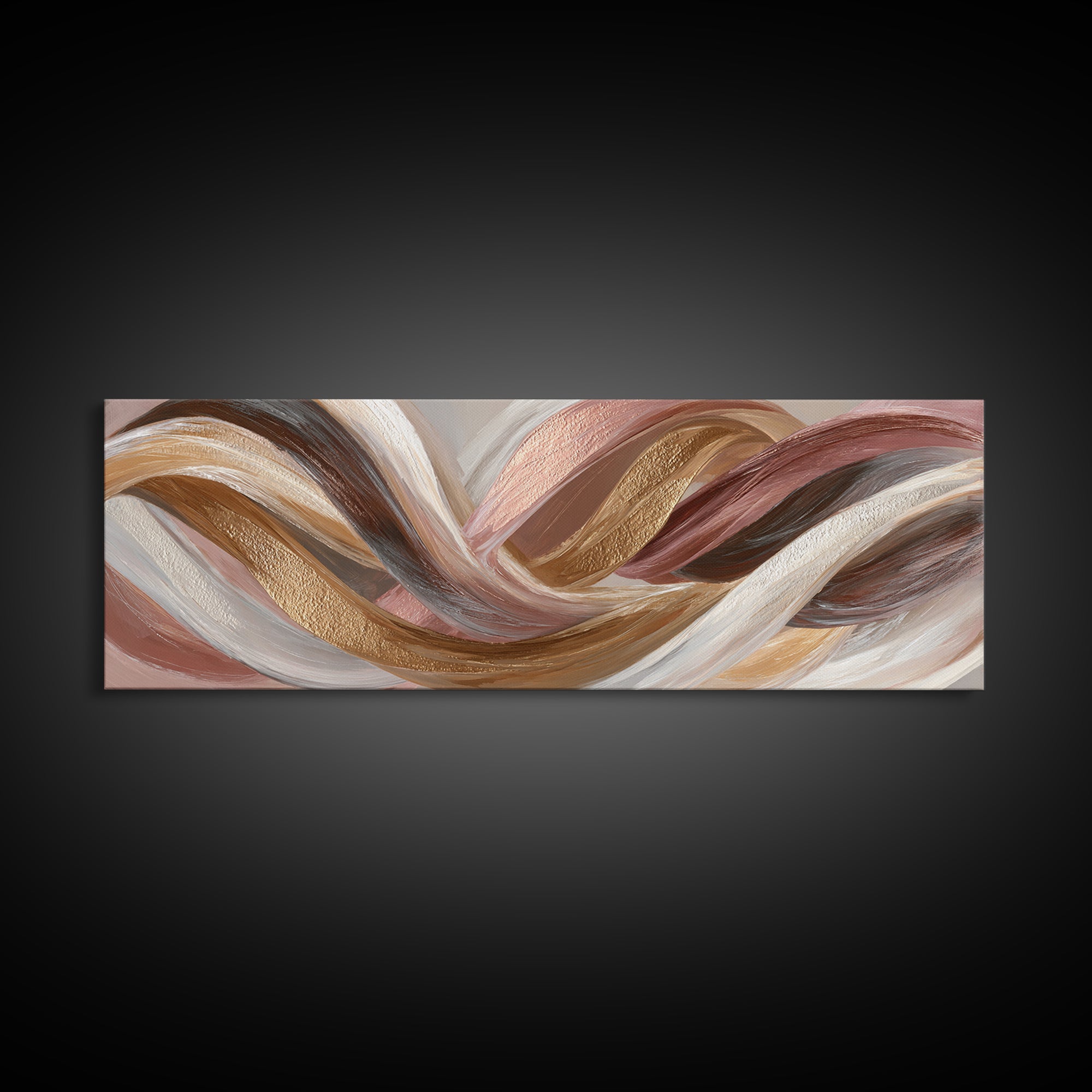 Hair Strands Turning into Abstract Ribbons Canvas Print, Hair Salon Art, Black Woman Wall Art, Living Room Decor, Abstract Art, HSA-3x1-85