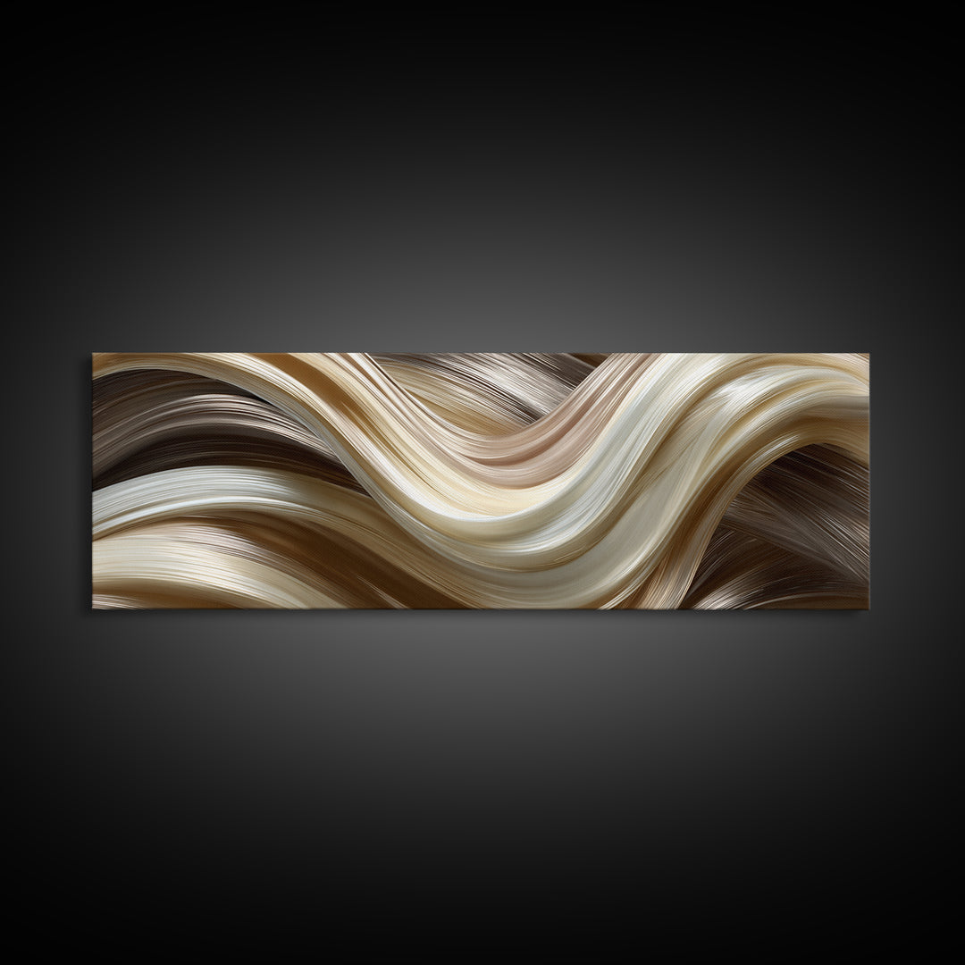 Abstract Hair Strands Forming Elegant Waves Canvas Print, Hair Salon Art, Room Decor, Living Room Decor, Abstract Art, Style, HSA-3x1-91