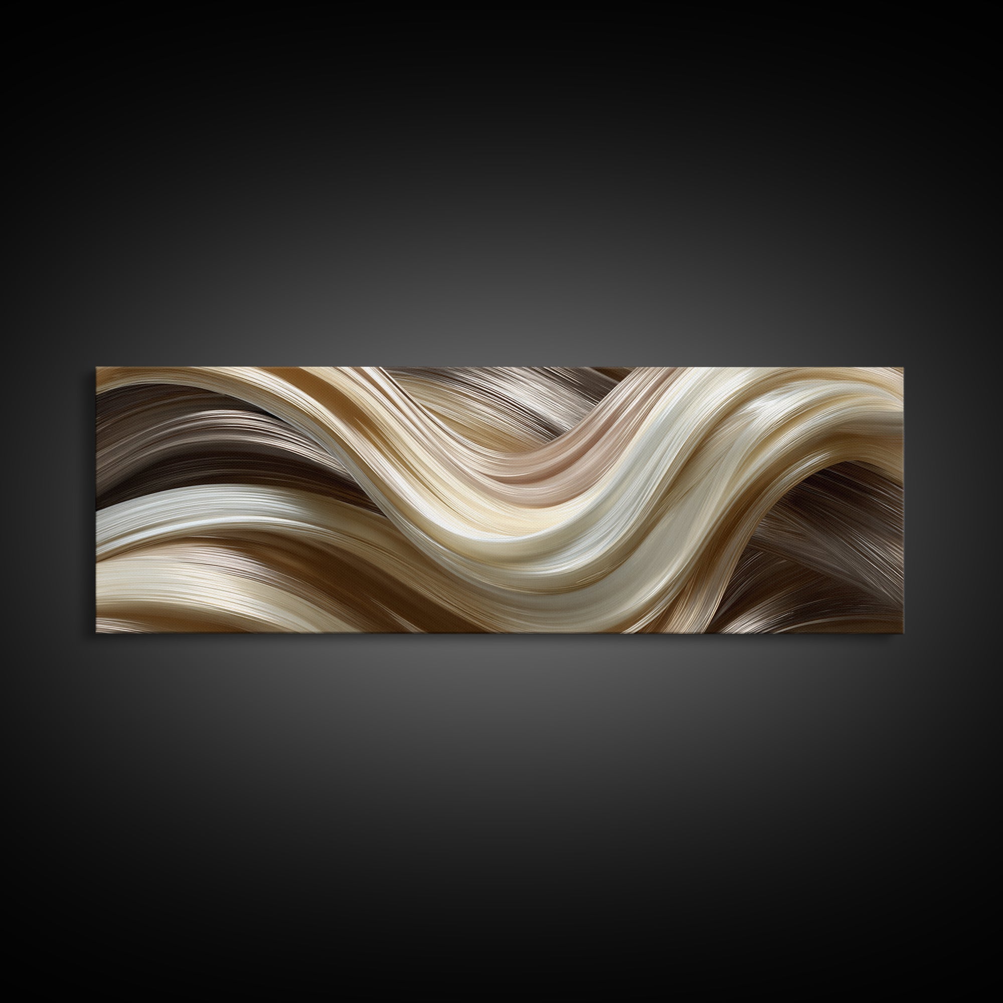 Abstract Hair Strands Forming Elegant Waves Canvas Print, Hair Salon Art, Room Decor, Living Room Decor, Abstract Art, Style, HSA-3x1-91