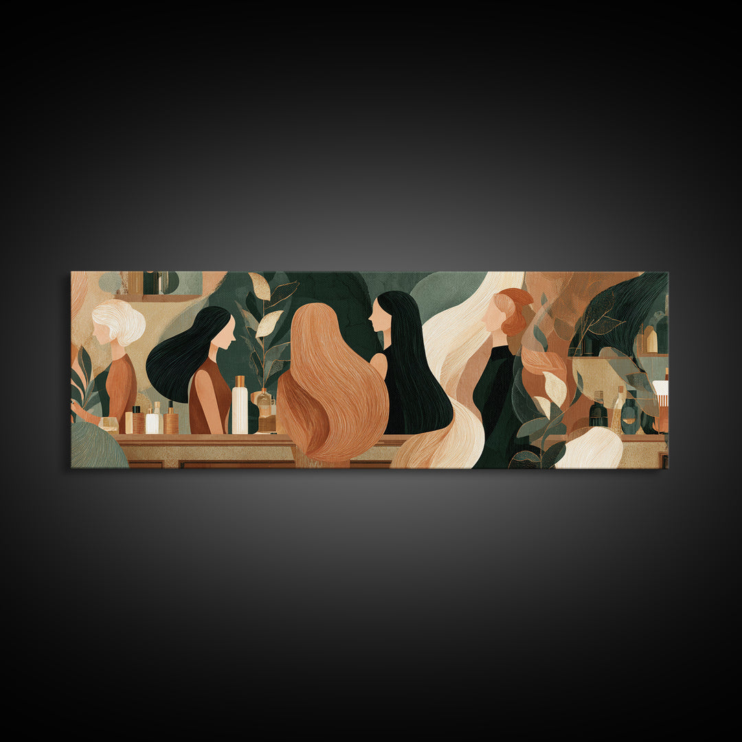 Copper Hair Silhouette Canvas Print, Hair Salon Art, Black Woman Wall Art, Living Room Decor, Fine Art, Style, Fine Art Print, HSA-3x1-98