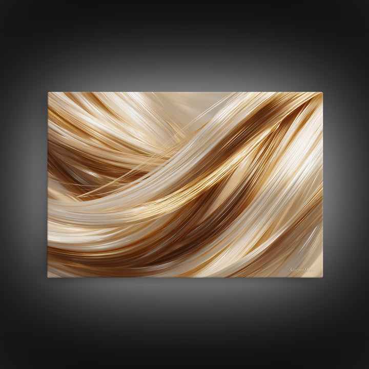 Hair Strands Turning into Abstract Ribbons Canvas Print, Hair Salon Art, Minimalist Wall Art, Living Room Decor, Abstract Art, HSA-3x2-1
